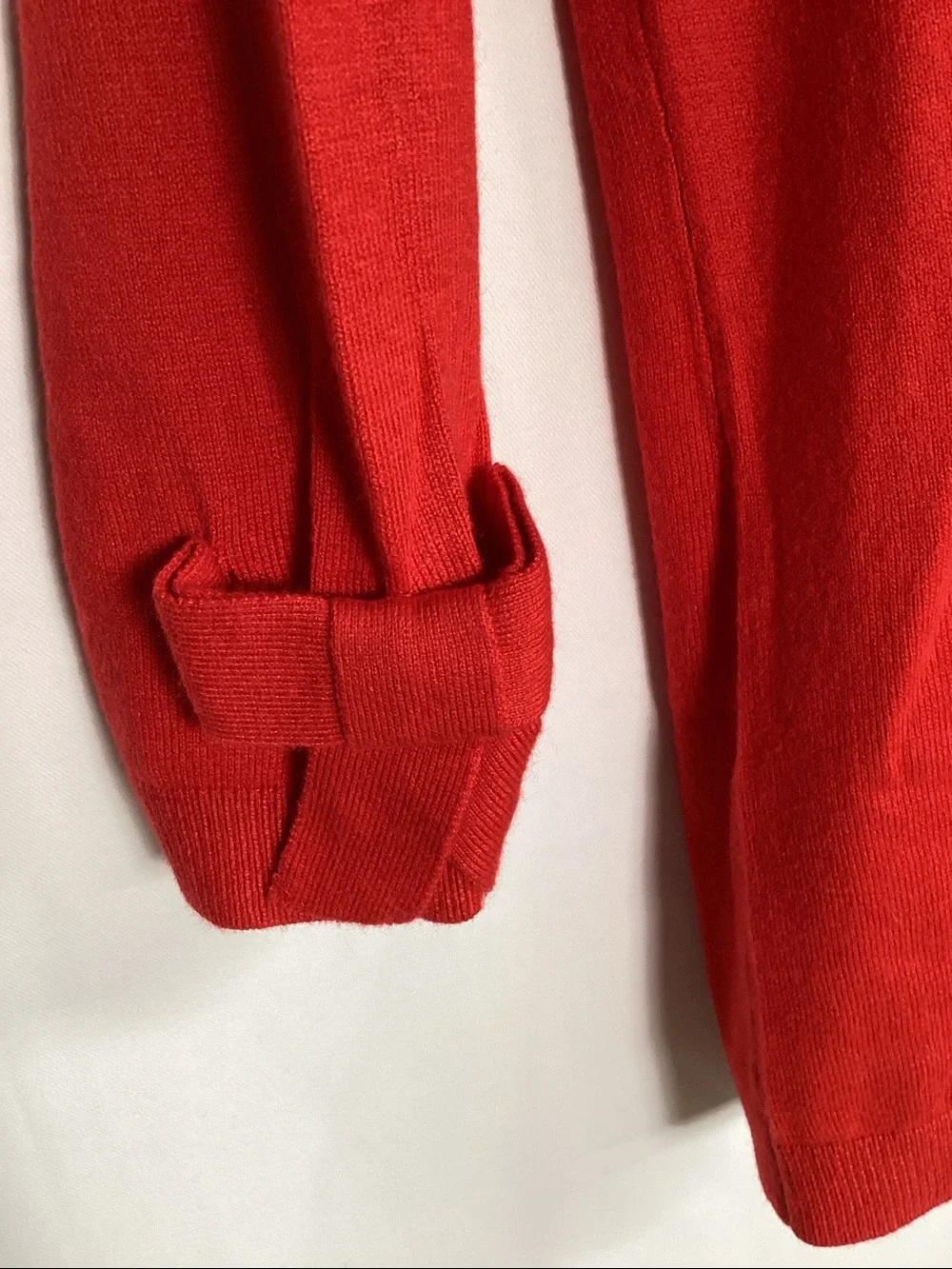 KATE SPADE Red Bow Sleeve Crewneck Sweater Size Small